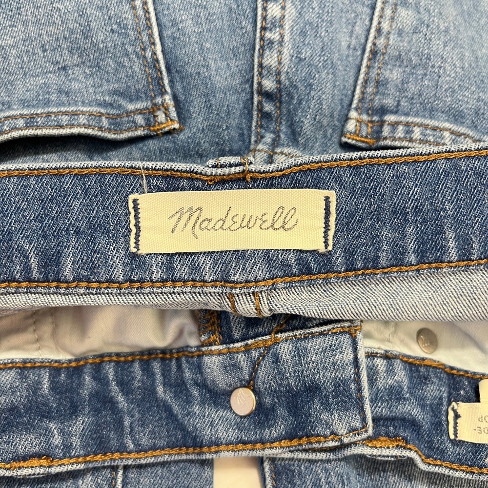 Madewell Slim Wide Leg Crop Jeans Size 29 Raw Hem Modern Denim French Clean Girl - Picture 3 of 10